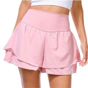 Yogalicious Lightstreme Flirty 2 in 1 Shorts Pink High Waist Skort Womens Large